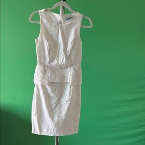 ANTONIO MELANI Elegant Ivory Textured Midi Dress